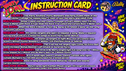 More information about "The Party Zone (Bally 1991) Instruction Card / Rules"