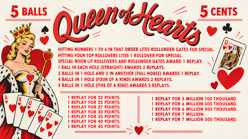 More information about "Queen of Hearts (Gottlieb 1952) Instruction Card / Rules"
