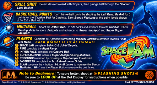 More information about "Space Jam Instruction Card"