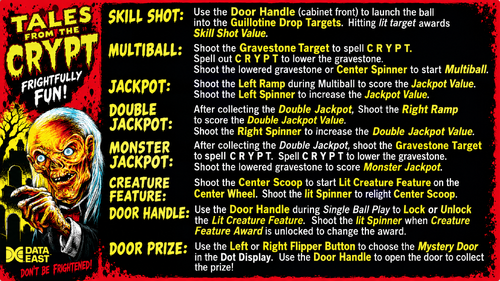 More information about "Tales From The Crypt (Data East 1993) - Instruction Card / Rules"