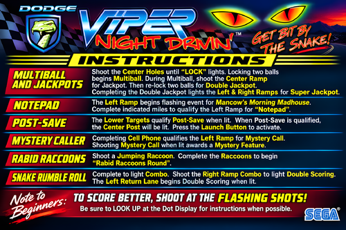 More information about "Viper Night Drivin (Sega 1998) Instruction Card / Rules"