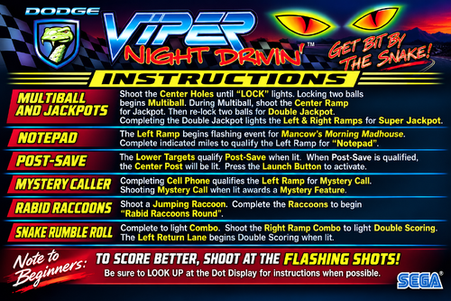 More information about "Viper Night Drivin (Sega 1998) Instruction Card / Rules"