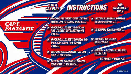 More information about "Captain Fantastic and the Brown Dirt Cowboy (Bally 1975) Instruction Card"