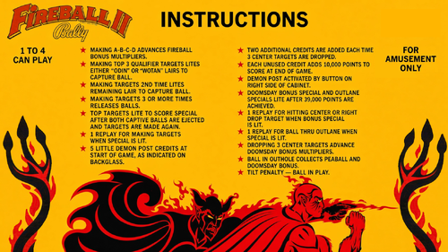 More information about "Fireball II (Bally 1981) Instruction Card"