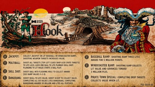 More information about "Hook (Data East 1992) Instruction Card"