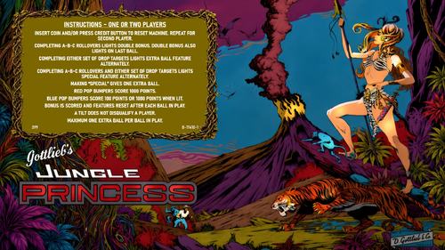 More information about "Jungle Princess (Gottlieb 1977) Instruction Card"