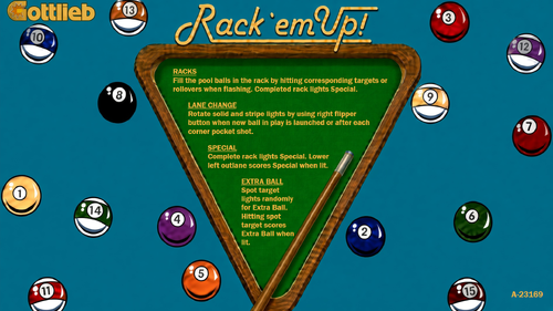 More information about "Rack 'Em Up! (Gottlieb 1983) Instruction Card"