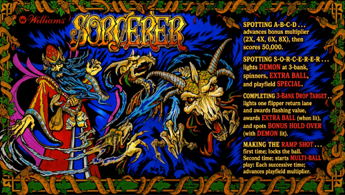 More information about "Sorcerer (Williams 1985) Instruction Card"