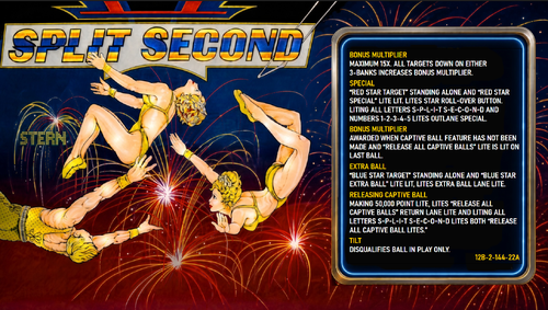 More information about "Split Second (Stern 1981) Instruction Card"
