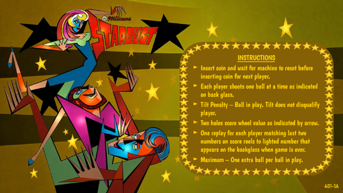 More information about "Stardust (Williams 1971) Instruction Card"